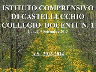 ISTITUTO COMPRENSIVO
DI CASTELLUCCHIO
COLLEGIO DOCENTI N. 1
Lunedì 9 Settembre 2013

A.S. 2013-2014

 