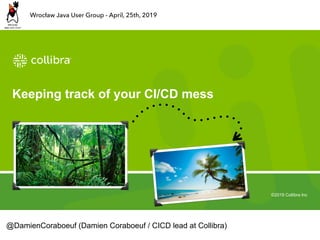 ©2019 Collibra Inc
Keeping track of your CI/CD mess
@DamienCoraboeuf (Damien Coraboeuf / CICD lead at Collibra)
Wrocław Java User Group - April, 25th, 2019
 