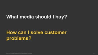 18© 2016 Forrester Research, Inc. Reproduction Prohibited
How can I solve customer
problems?
What media should I buy?
 