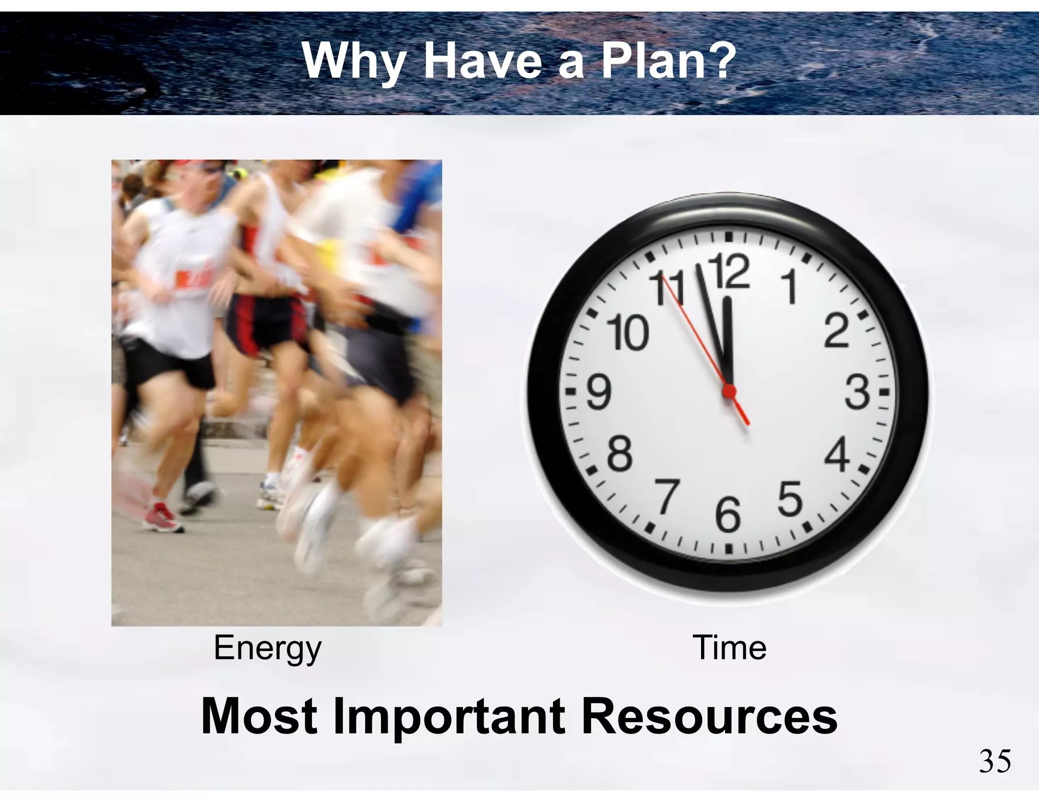 Why Have a Plan?

Energy

Time

Most Important Resources

!35

 