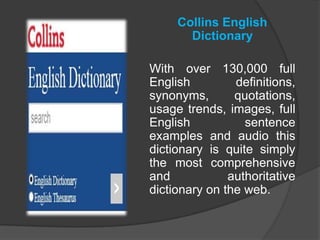 Collins Dictionary Examples Collins dicctionary | PPTX