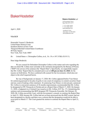 Jonathan B. New
direct dial: 212.589.4650
jnew@bakerlaw.com
April 1, 2020
VIA ECF
Honorable Vernon S. Broderick
United Sta...