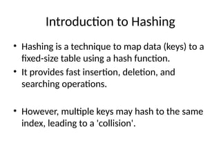 Collision open addressing method using hashing techniques | PPTX