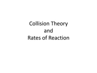 Collision Theory
and
Rates of Reaction
 