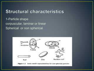 1-Particle shape
corpuscular, laminar or linear
Spherical or non spherical
 