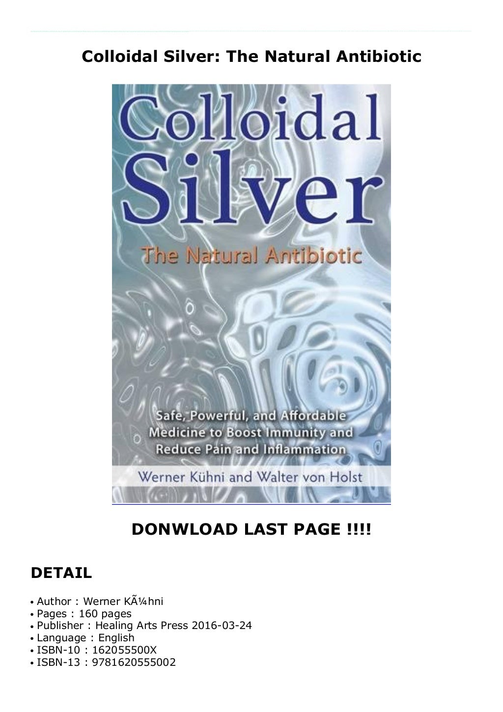 Colloidal Silver The Natural Antibiotic