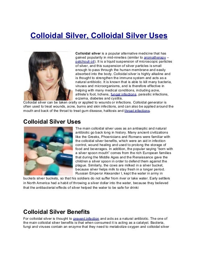 Colloidal silver, colloidal silver uses