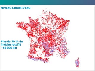 NIVEAU COURS D’EAU Plus de 50 % du linéaire rectifié  - 55 000 km 