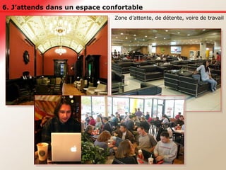 6. J’attends dans un espace confortable Zone d’attente, de détente, voire de travail 