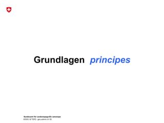 Bundesamt für Landestopografie swisstopo
KOGIS & TOPO : geo.admin.ch 3D
Grundlagen principes
 