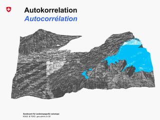 Bundesamt für Landestopografie swisstopo
KOGIS & TOPO : geo.admin.ch 3D
Autokorrelation
Autocorrélation
Bundesamt für Landestopografie swisstopo
KOGIS & TOPO : geo.admin.ch 3D
 