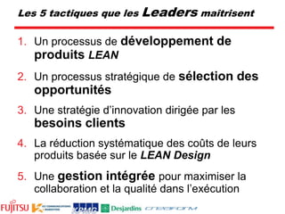 La mesure de performance d’un processusActivités à VA ≤ 5 %Activités à non-valeur ajoutée (NVA) ≥ 95 %Temps de passage dans la chaîne de valeurDans la majorité des entreprises canadiennes, moins de 5% du temps de passage des informations dans la chaîne de valeur est constitué d’activités à valeur ajoutée (VA)Alors qu’elle peut dépasser 30% dans les Entreprises LEAN