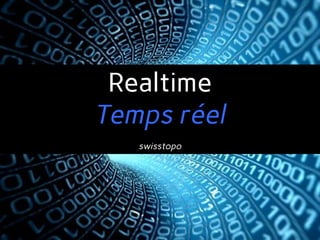 Bundesamt für Landestopografie swisstopo
Geo + BigData + realtime
Realtime
Temps réel
swisstopo
 