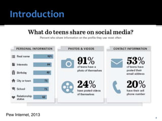  ETATS-UNIS
 78% des adolescents possèdent un cellulaire et
47%, un téléphone intelligent » (Pew Internet,
2013).
8
Pew Internet, 2013
 
