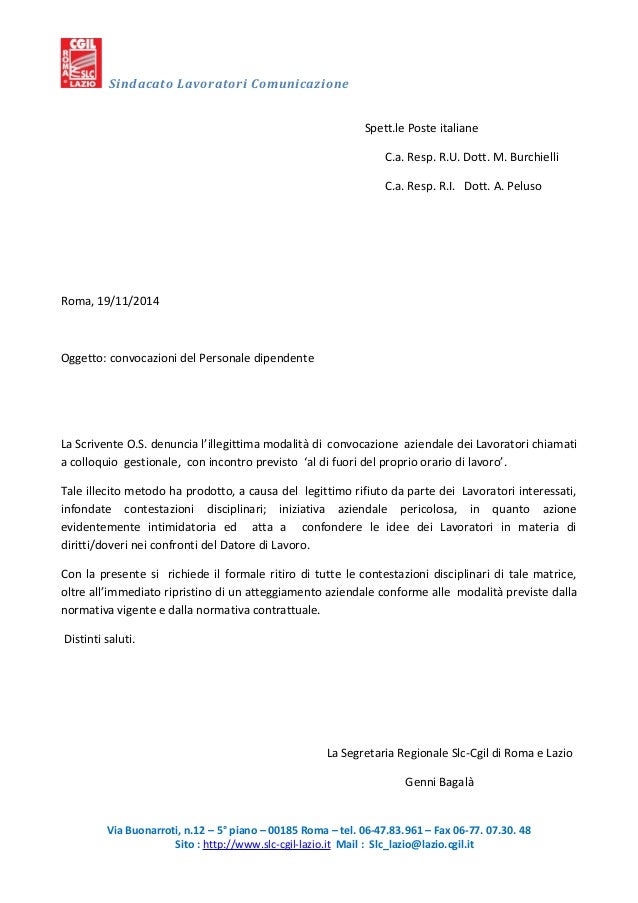 Lettera ad un datore di lavoro