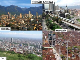 MEDELLÍN 
BOGOTÁ 
CALÍ 
REGIÃO ANDINA  