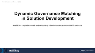 Dynamic Governance Matching
in Solution Development
How B2B companies create new relationship rules to address solution-sp...
