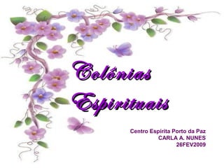 ColôniasColônias
EspirituaisEspirituais
Centro Espírita Porto da Paz
CARLA A. NUNES
26FEV2009
 