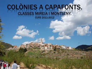 COLÒNIES A CAPAFONTS.
   CLASSES MIREIA I MONTSENY.
           CURS 2011-2012
 