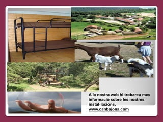 A la nostra web hi trobareu mes
informació sobre les nostres
instal·lacions.
www.canbajona.com
 
