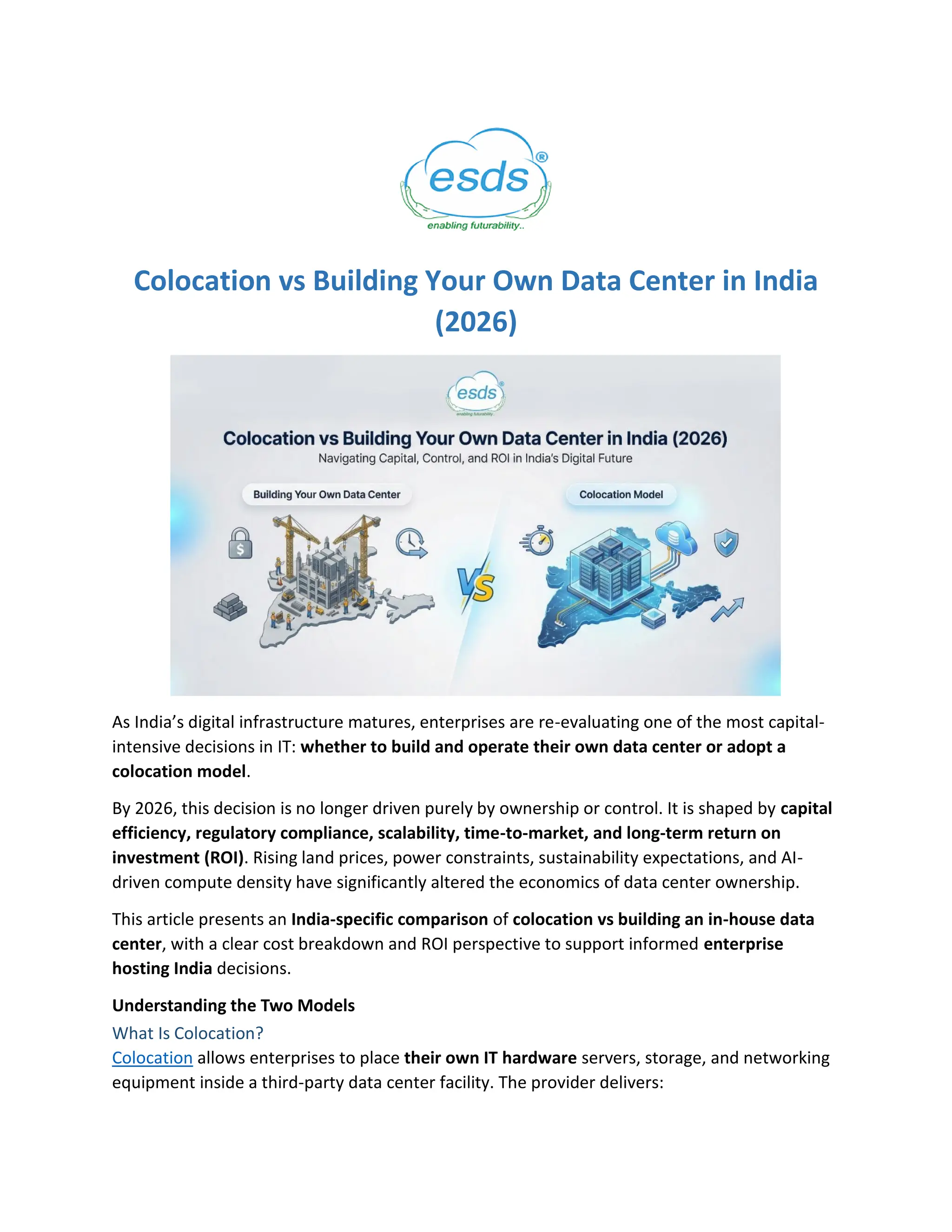 Colocation vs Building Your Own Data Center in India (2026) | PDF