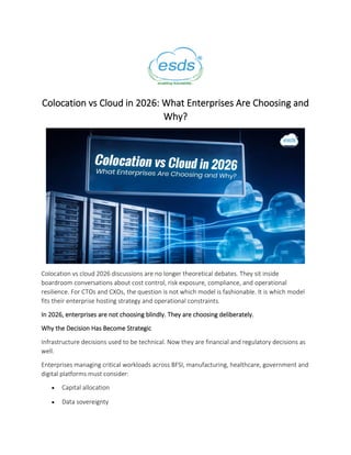 Colocation vs Cloud in 2026 What Enterprises Are Choosing and Why | PDF