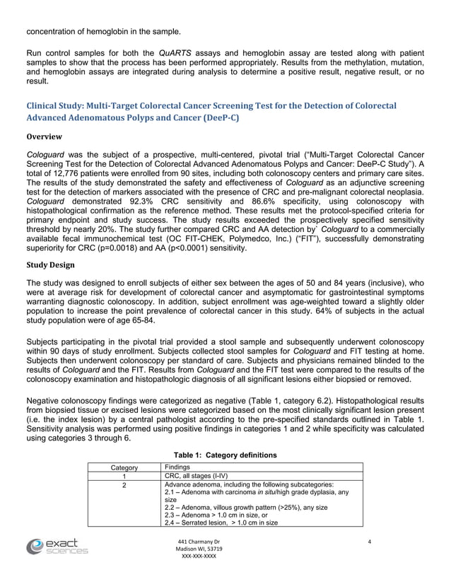 Cologuard (colorectal cancer test) physician labeling_fda PDF