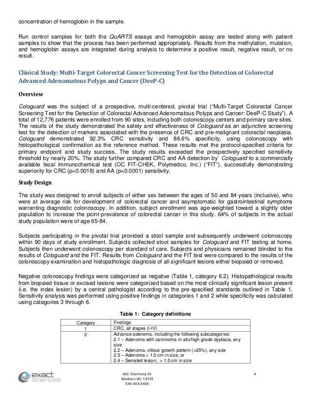 Cologuard (colorectal cancer test) physician labeling_fda