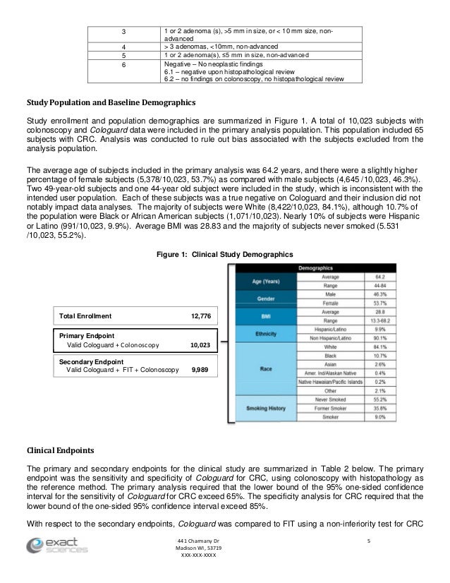 Cologuard (colorectal cancer test) physician labeling_fda