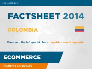 PUBLISHED 2015
FACTSHEET 2014
COLOMBIA
Download the Infographic from: payvision.com/infographic
ECOMMERCE
PAYMENTS LANDSCAPE
 