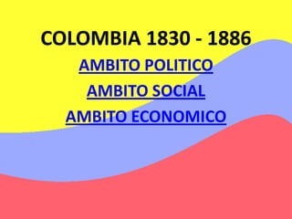 COLOMBIA 1830 - 1886
   AMBITO POLITICO
    AMBITO SOCIAL
  AMBITO ECONOMICO
 