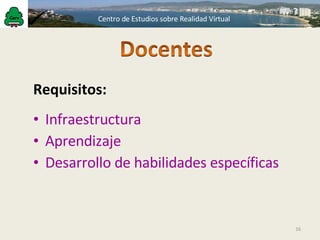 Requisitos: Infraestructura Aprendizaje Desarrollo de habilidades específicas 