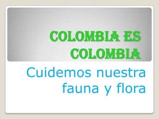 Colombia es Colombia  Cuidemos nuestra fauna y flora 