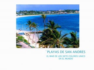 `PLAYAS DE SAN ANDRES
EL MAR DE LOS SIETE COLORES UNICO
EN EL MUNDO
 
