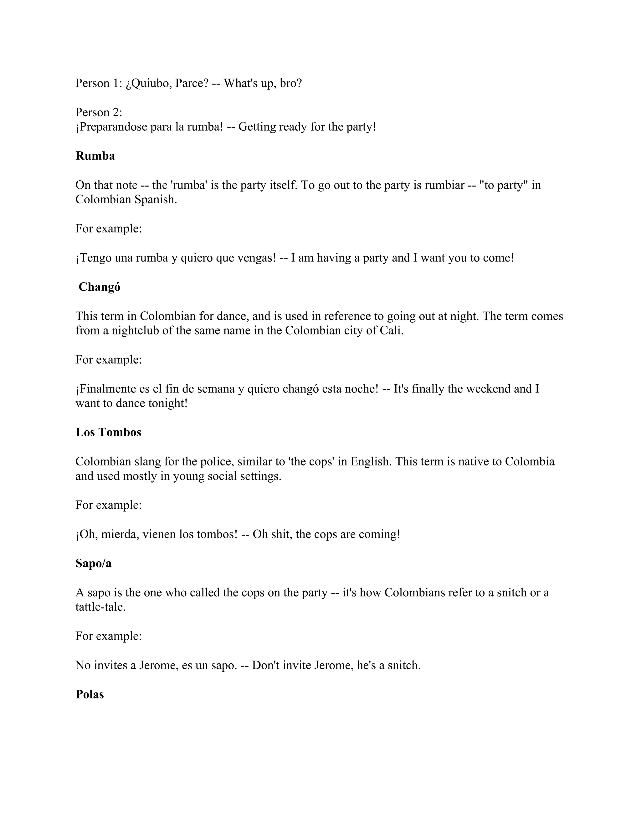 Colombian Slang Terms | PDF