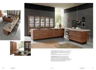Class by Febal Casa. The Class design is a concentration of stylish
and technological details. The Galantis handles in ottone antico
highlight the beauty of the wood finish and the geometric pattern
of the glass units.
The hob on the island is completed by the retractable hood.
Class by Febal Casa. Дизайн Class представляет собой
концентрацию стилистических и технологичных деталей.
Ручка Galantis из старинной латуни подчеркивает красоту
деревянной отделки и геометрический рисунок витрин. Варочная
поверхность расположена на отдельном элементе-острове и
укомплектована скрытым вытяжным колпаком.
6160 DI CASA
 