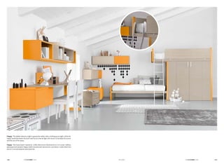 Happy. The ladder features a light to guarantee safety when climbing up at night, while the
happy wardrobe below the bunk bed has an internal light with sensor to facilitate the access
and the use of the space.
Happy. Лестница имеет подсветку, чтобы обеспечить безопасность и по ночам. Кабина
двухъярусной кровати Happy имеет внутренний светильник с датчиком, чтобы облегчить
доступ и использование пространства.
127126 DI CASA
 