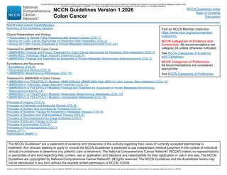 NCCN Clinical Practice Guidelines for Colon Cancer 2026 Update | PDF