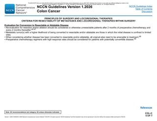 NCCN Clinical Practice Guidelines for Colon Cancer 2026 Update | PDF