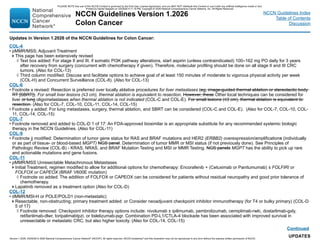 NCCN Clinical Practice Guidelines for Colon Cancer 2026 Update | PDF
