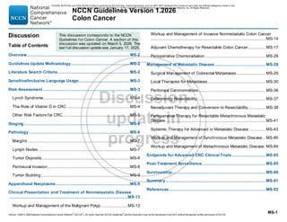 NCCN Clinical Practice Guidelines for Colon Cancer 2026 Update | PDF