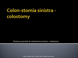 Distacco parziale di colostomia sinistra - colostomy Felice Apicella, MD, Firenze 2003, colostomia sinistra 