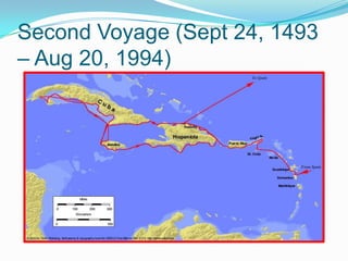 Second Voyage (Sept 24, 1493
– Aug 20, 1994)
 