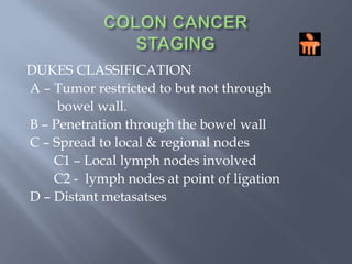 VIRTUAL ENDOSCOPY CT Colonography Highly sensitive & specific in colon ca      detection Polyps < 5mm sensitivity 11 – 55 %Allows simultaneous staging & imaging for synchronous lesions