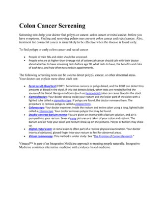 Colon cancer screening | PDF
