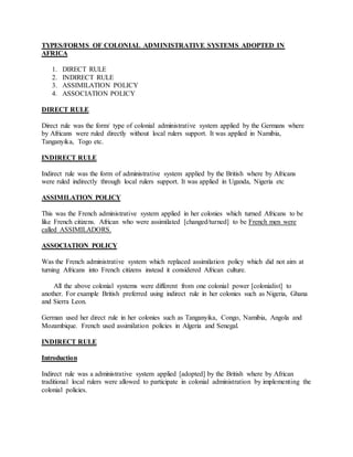 Colonial administrative systems | DOCX