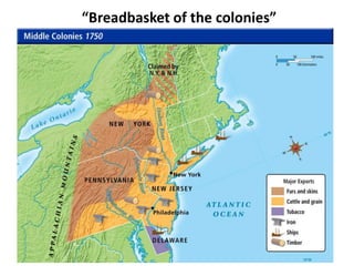 “Breadbasket of the colonies”
 