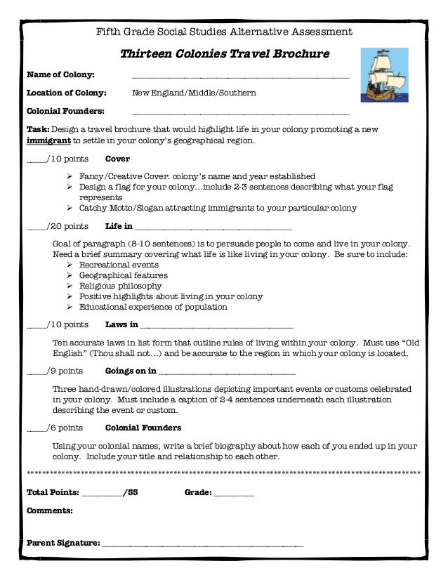 Colonial brochure rubric