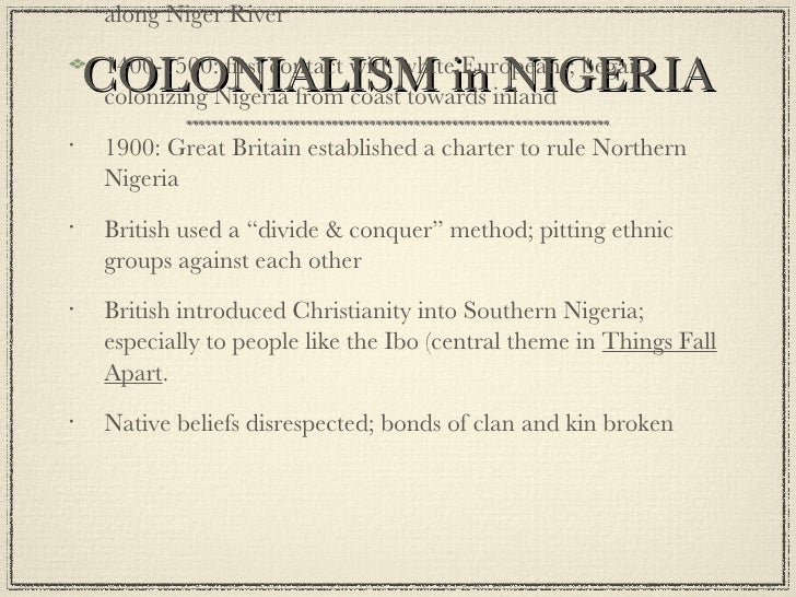 an analysis of the colonialism in nigeria Analysis media world news business news close literary zone poetry-down with colonialism in 1930, he helped form the first trade union in nigeria and attended the international trade union conference of negro workers in hamburg, where he established a number of contacts he published articles and edited the negro worker, a journal. an analysis of the colonialism in nigeria Analysis media world news business news close literary zone poetry-down with colonialism in 1930, he helped form the first trade union in nigeria and attended the international trade union conference of negro workers in hamburg, where he established a number of contacts he published articles and edited the negro worker, a journal.