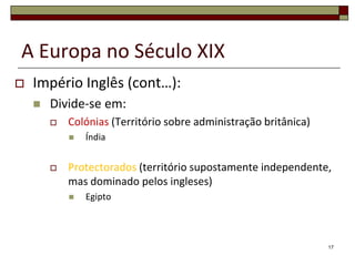 A Europa no Século XIXProjecto inglês: